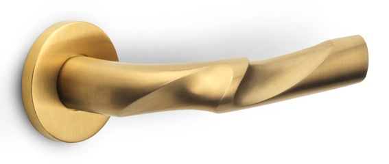 ZH100-G - solid sprung door handle on rose PVD champagne