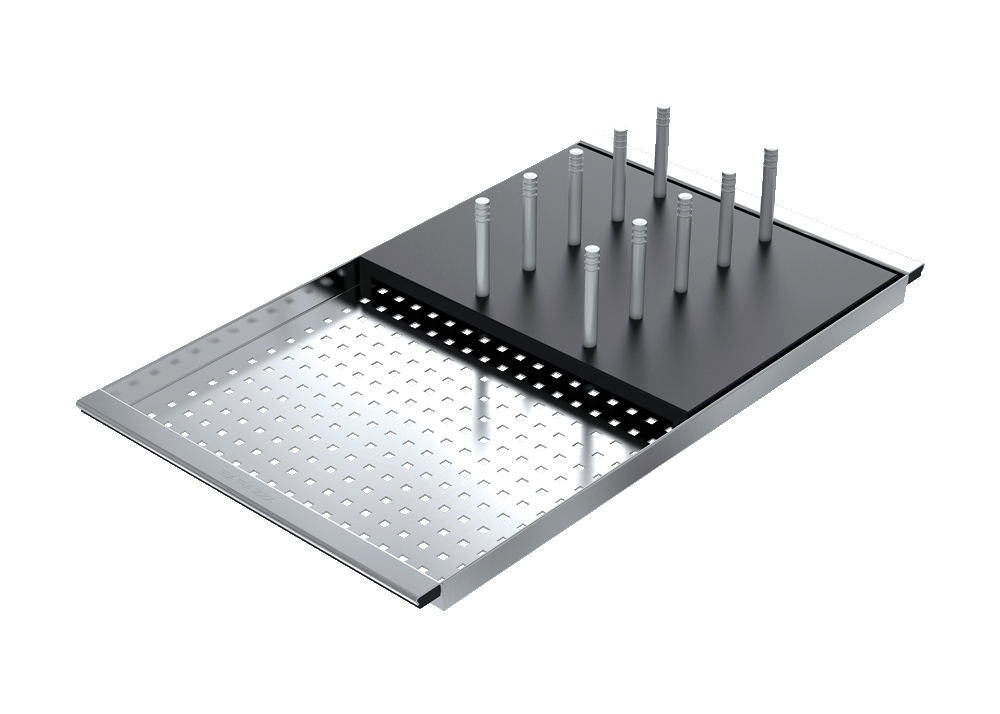 BARAZZA AISI 304 stainless steel perforatedbowl cover with removable black HPL draining rack 1CIFX