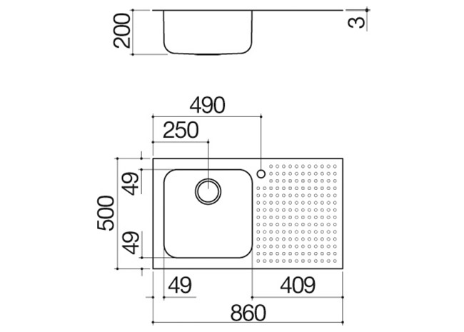 86x50 cm Select built-in sink