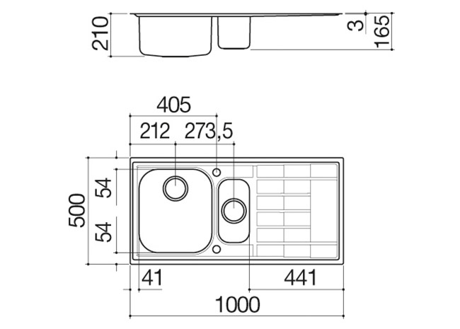 100x50 cm B_Level built-in sink
