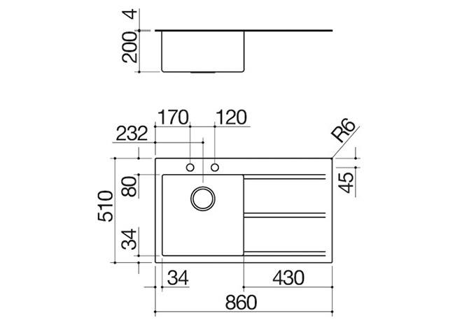 86x51 cm Mood built-in sink