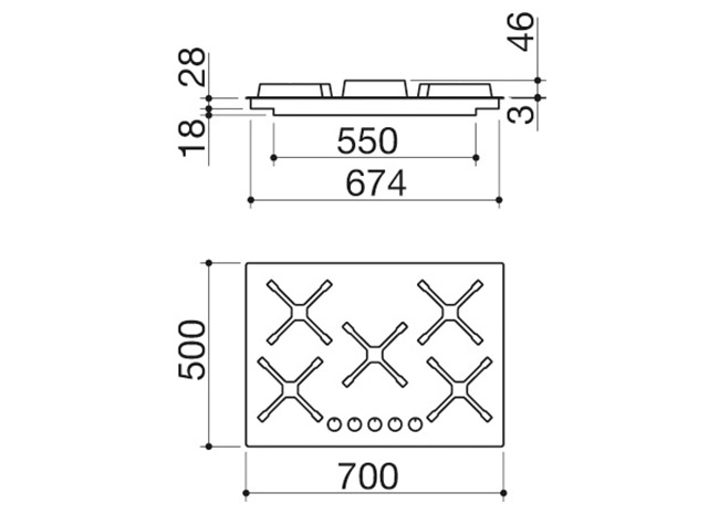 70 cm Select Plus built-in hob