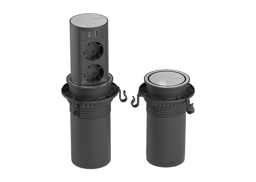 Steel pull-out power socket tower