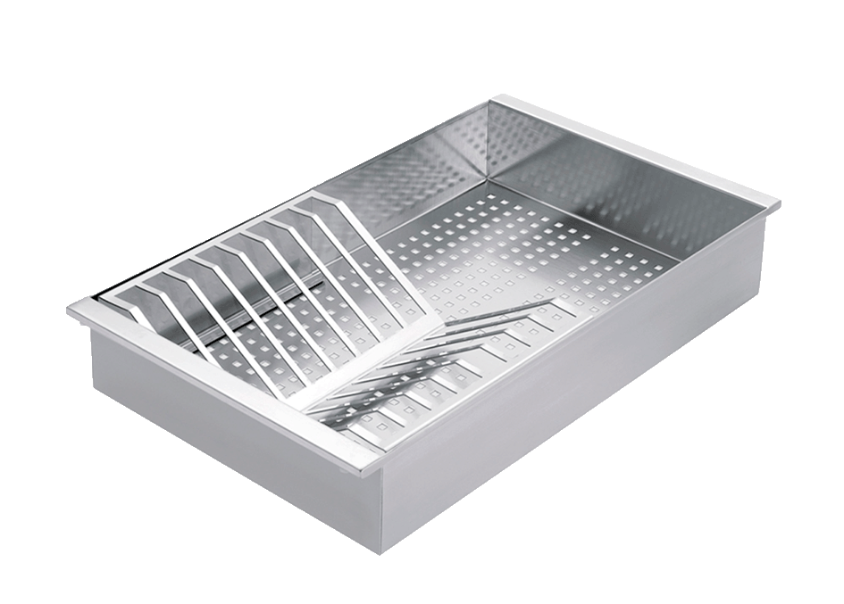 AISI 304 stainless steel colander with removable draining rack
